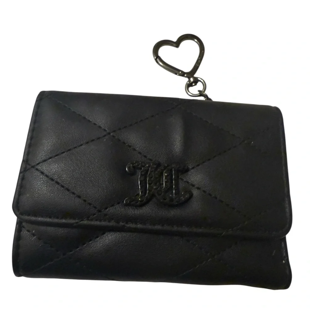 Juicy Couture Black Quilted Wallet in new condition comes with kay chain holder